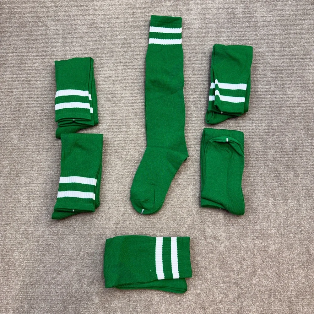 MSRP $26 Ultrafun 6 Pairs Green 6-12Y Kids Youth Soccer Socks Solid Striped Kne